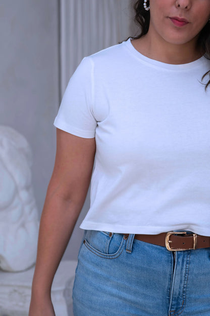 Myself & I | Cropped White T-Shirt