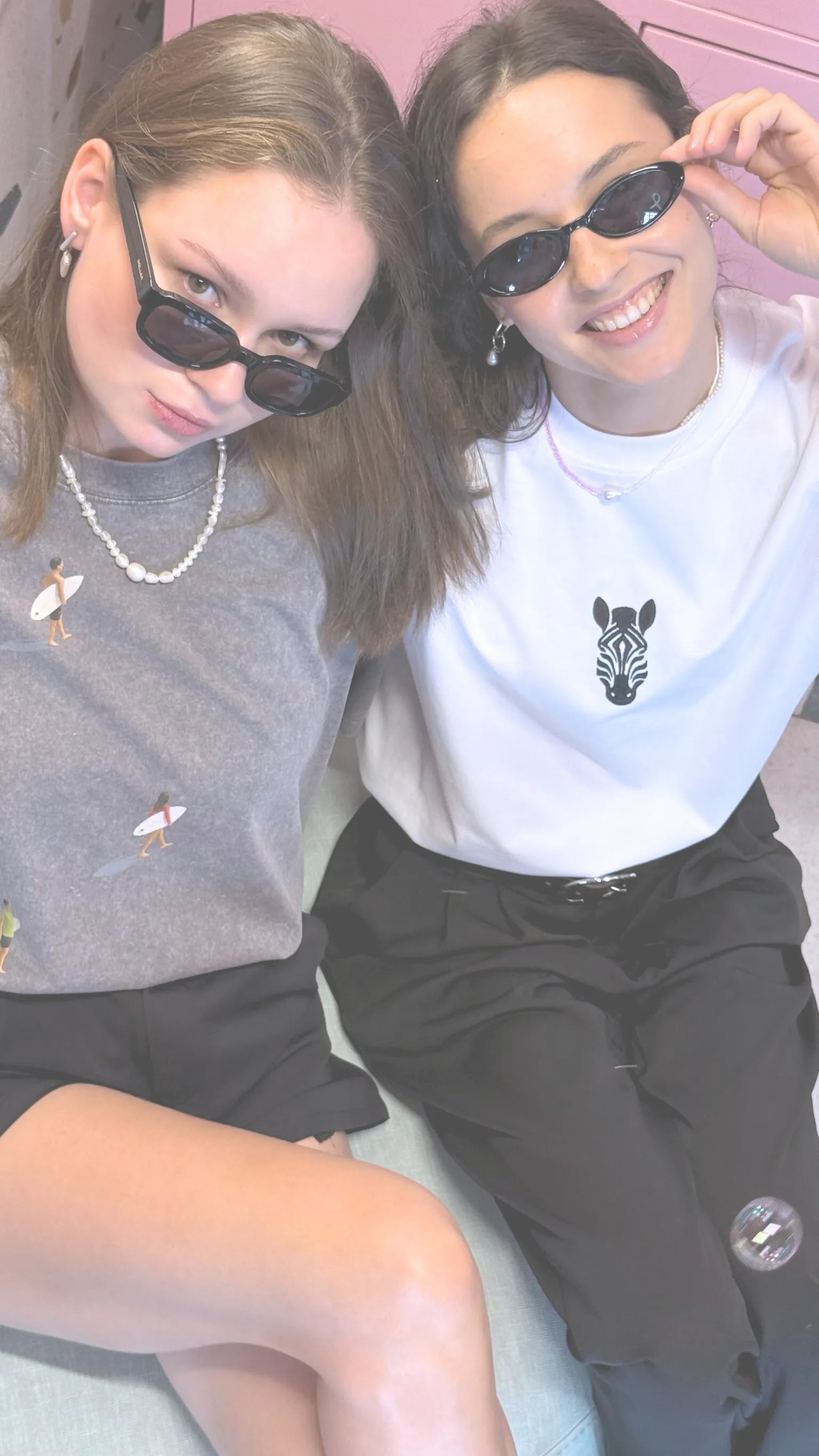 Two Female Models Wearing Neo Funwear Oversized T-shirts